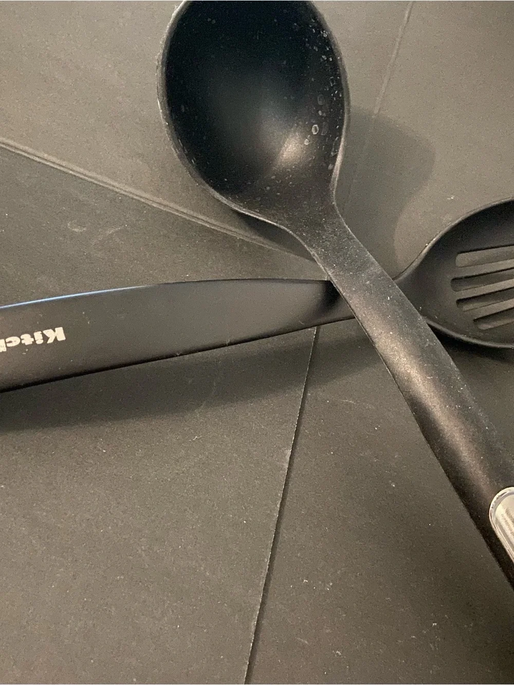KitchenAid Black Silicone Slotted Spoon & Ladle